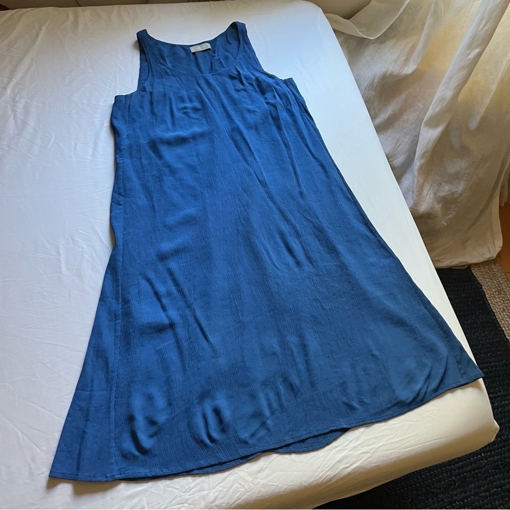 EVERLANE blue pleated fabric gauze sleeveless mini dress‎